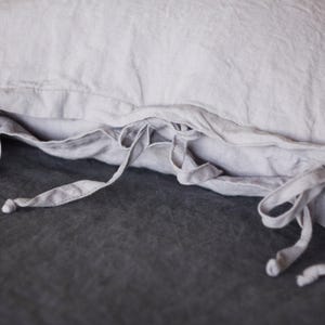 Linen Pillowcase with Ties: Stonewashed Organic Linen, Envelope Closure image 3
