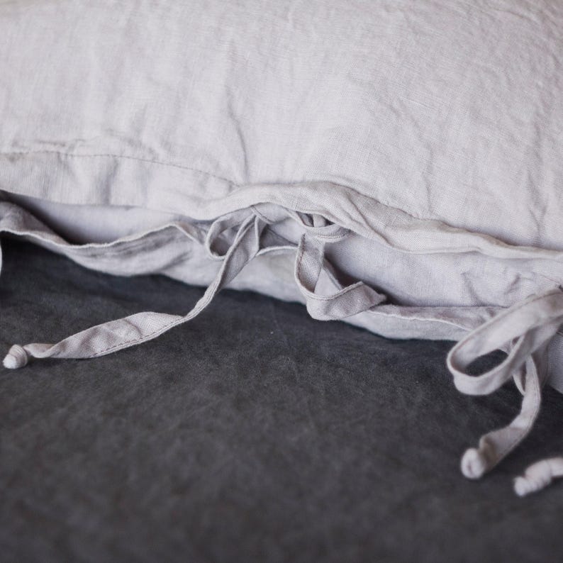 Linen Pillowcase with Ties: Stonewashed Organic Linen, Envelope Closure image 3