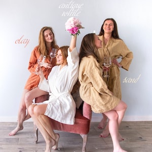 BRIDESMAID ROBES, bridesmaids robes, bridesmaid robe NATURAL Linen, personalized bridesmaid gift, robes for bridesmaids