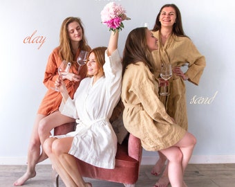 BRIDESMAID ROBES, bridesmaids robes, bridesmaid robe NATURAL Linen, personalized bridesmaid gift, robes for bridesmaids
