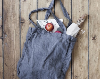 Linen TOTE BAG small , Linen bag shoulder bag , tote bag canvas linen bag vintage bag , eco bag , street bag