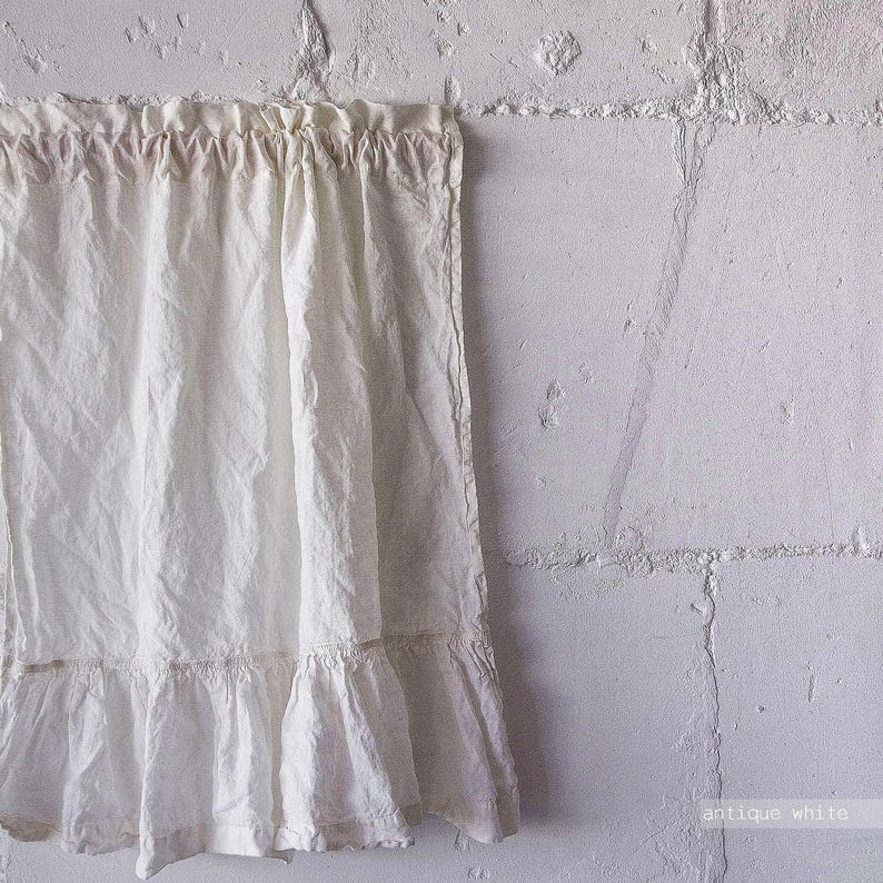 Custom Linen Curtain Panel with Rod Pocket & Ruffle Header image 5