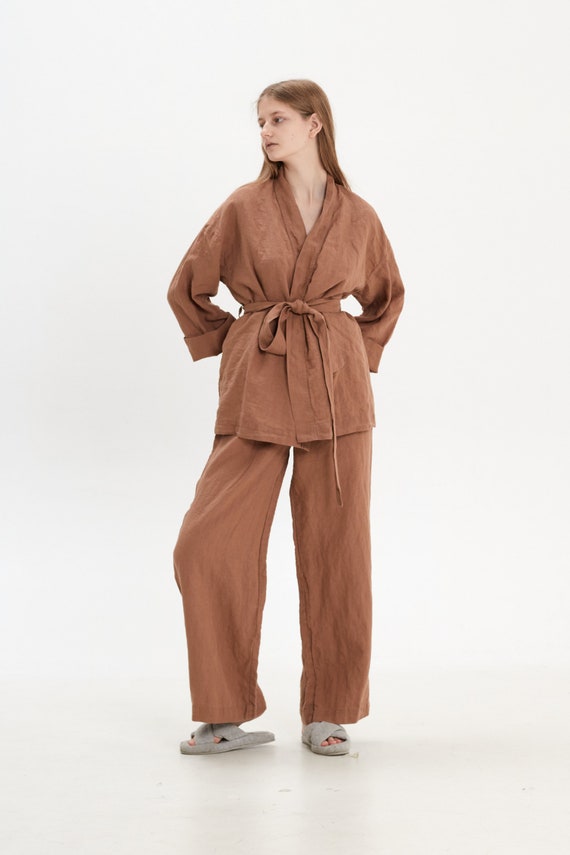 Linen Pyjama Set Women Includes Linen Pants Linen Culottes Linen Shorts Linen Top or Linen Robe. the Perfect Linen Gift for Women Etsy
