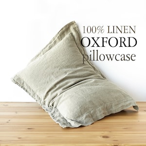KUSSENSLOOP linnen OXFORD met 2" flens - hoofdkussen voorgewassen linnen kussensloop huisvrouw koningin koning Standaardmaten hoes