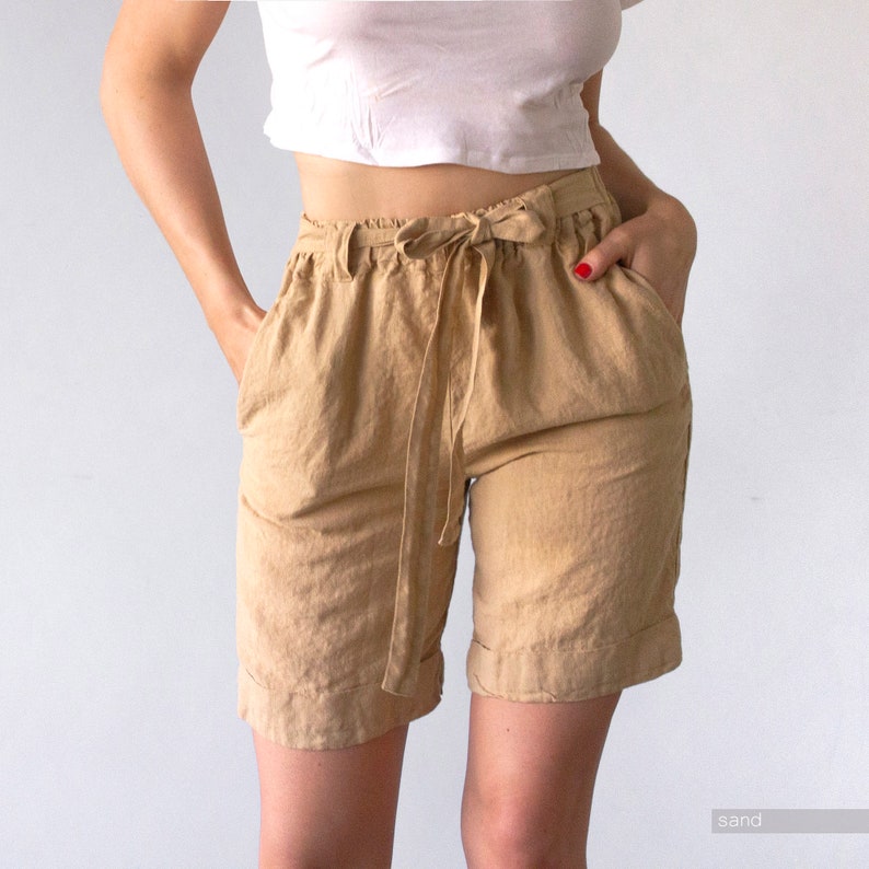 LINEN SHORTS WOMEN, natural linen shorts, linen shorts, womens linen shorts, linen shorts for men, 100% linen, linen organic clothing image 7