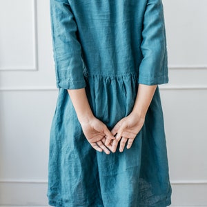 Linen dress with pockets Linen loose fit dress Linen midi dress image 8