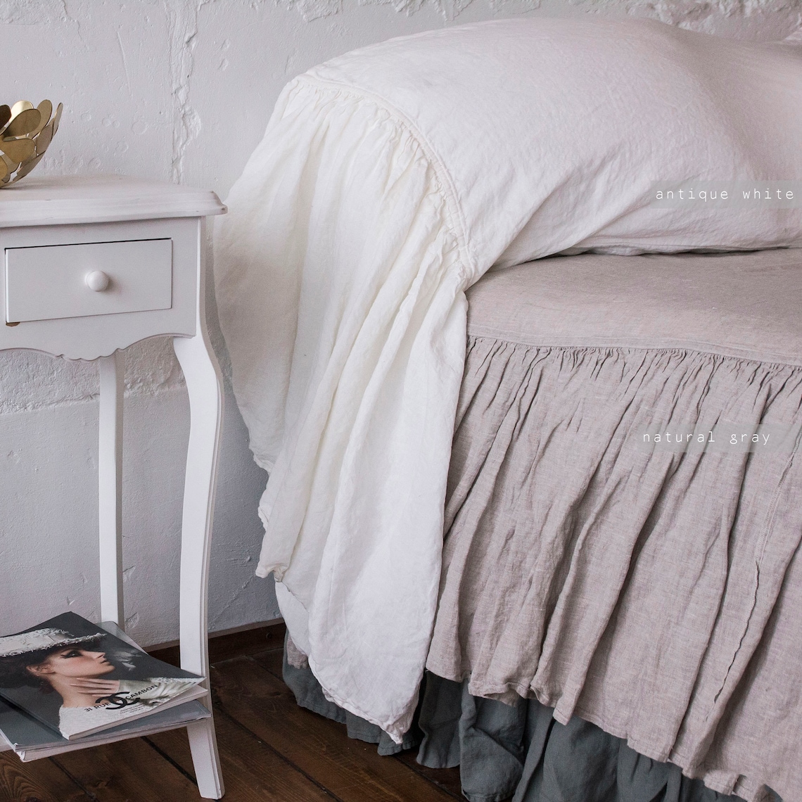 RUFFLED PILLOW CASE linen pillow sham farmhouse decor Etsy