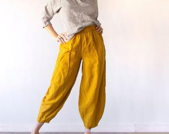 Linen Harem Pants: Unisex Baggy Yoga Pants