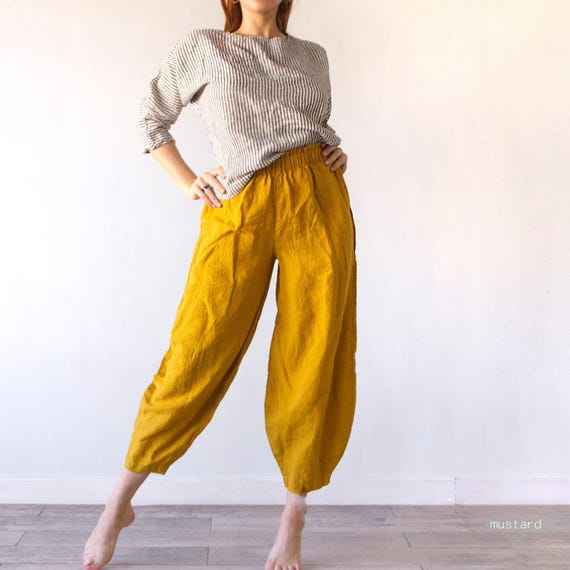 Linen Harem Pants: Unisex Baggy Yoga Pants
