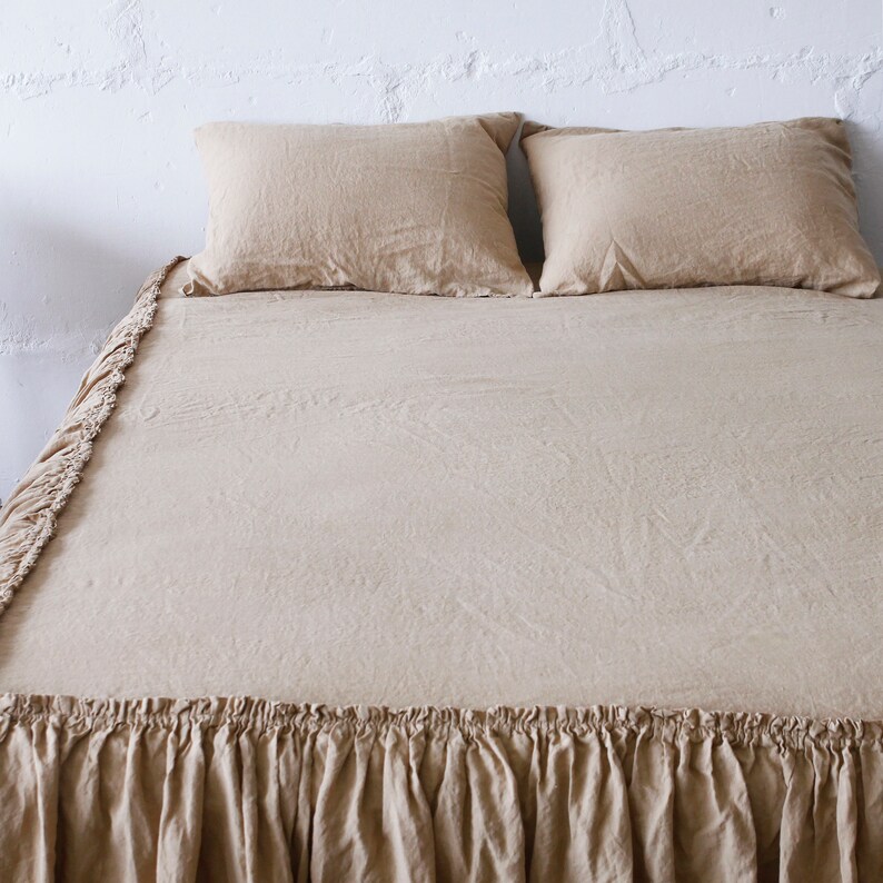 LINEN BED COVER linen dust ruffle linen coverletlinen Etsy