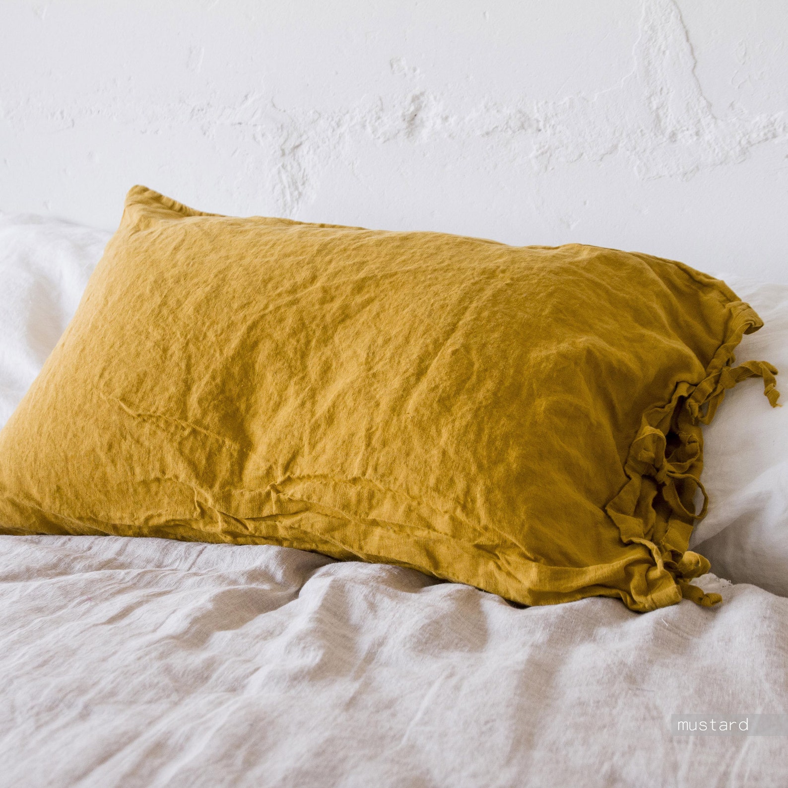 PILLOWCASE WITH TIES washed bow tie pillow cover linen Etsy