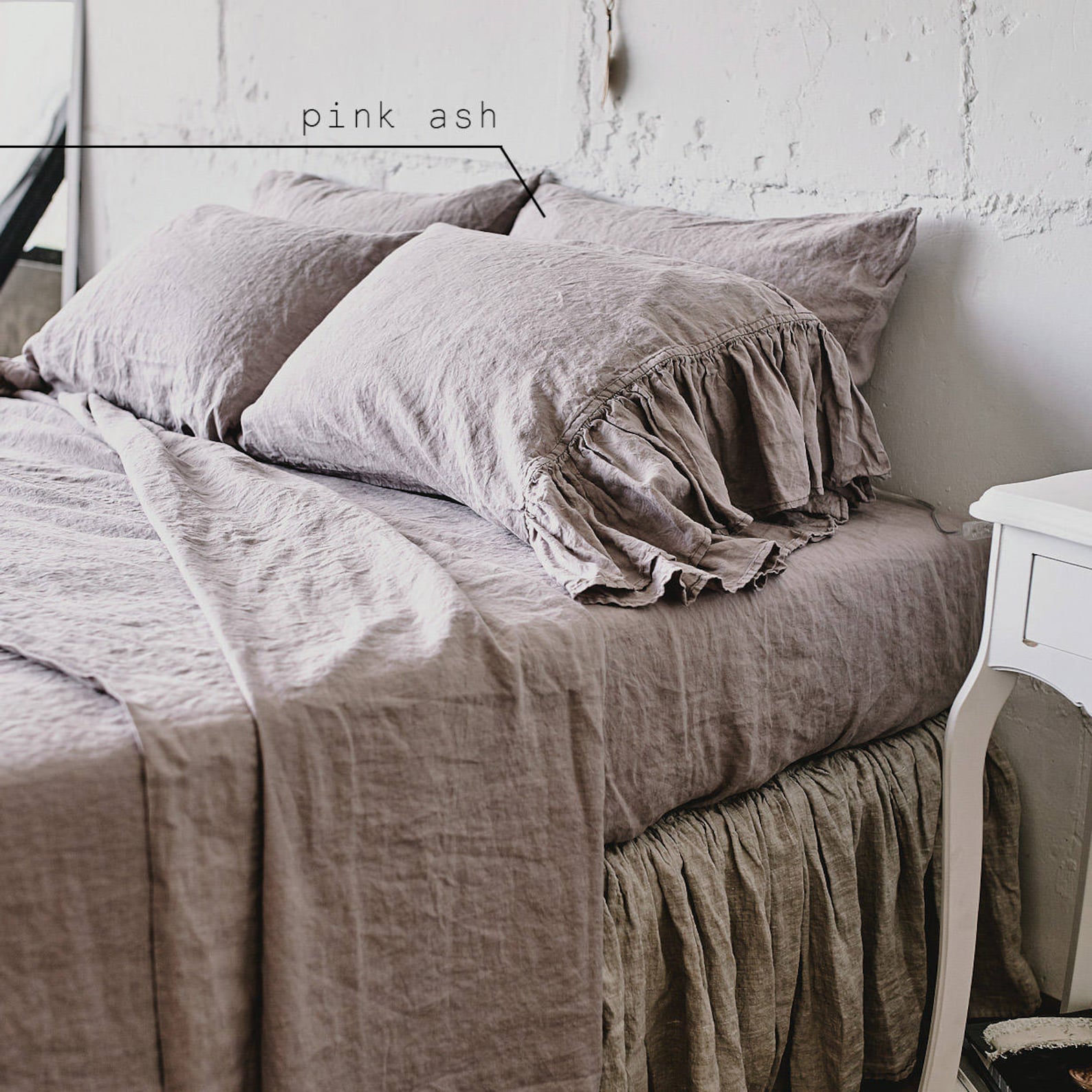 Linen PILLOW CASE With RUFFLES on One Side Stonewashed Soft Etsy