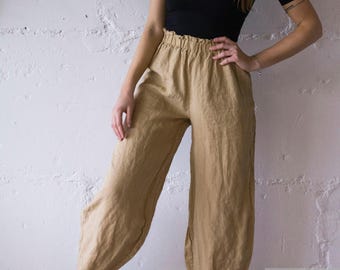 Linen Harem Pants: Unisex Boho Yoga Palazzo Lounge Pants