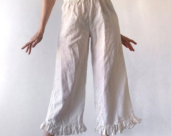 PLUS SIZE PANTS, plus size linen pants, ruffle pants, custom sweatpants, linen pants, wide leg pants, harem pants women, pajama pants