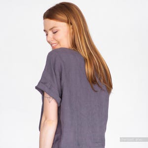 Oversized Linen Top: Short Sleeve White Shirt image 9