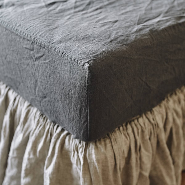 Stonewashed Linen Fitted Sheet: Queen, King, Twin, Full