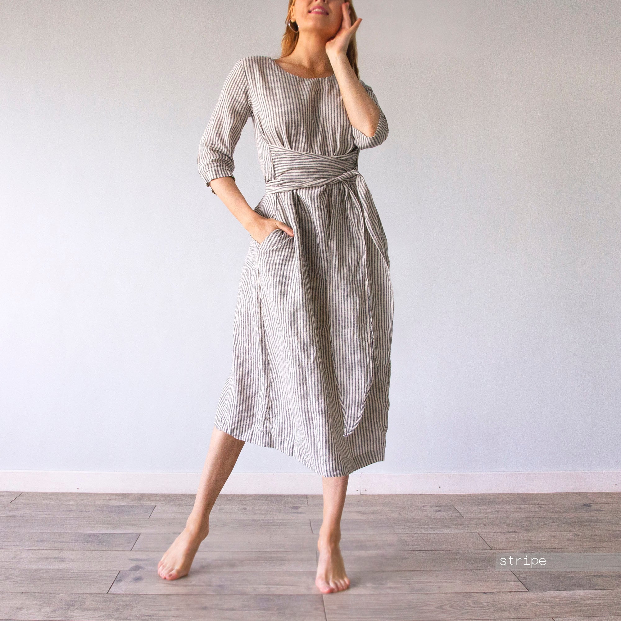 knee length dresses for ladies Chantelle. Ruffled Linen Mini Dress – ELF