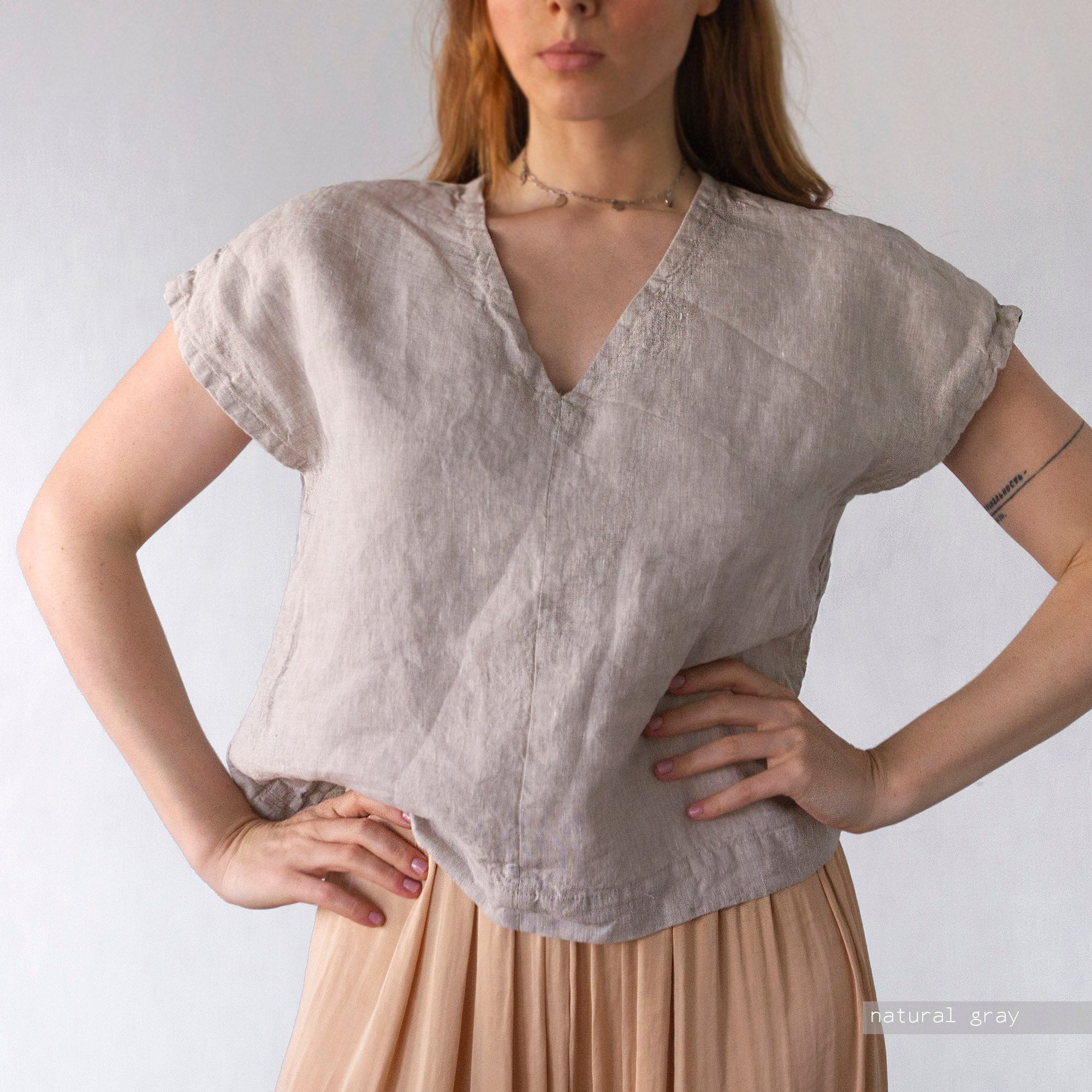 BASIC LINEN TOP Women Linen Top Pink Linen Top Gray Linen Etsy Canada