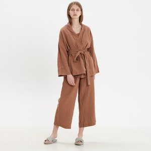 Linen Pyjama Set women includes linen pants, linen culottes, linen shorts, linen top or linen robe. The perfect linen gift for women