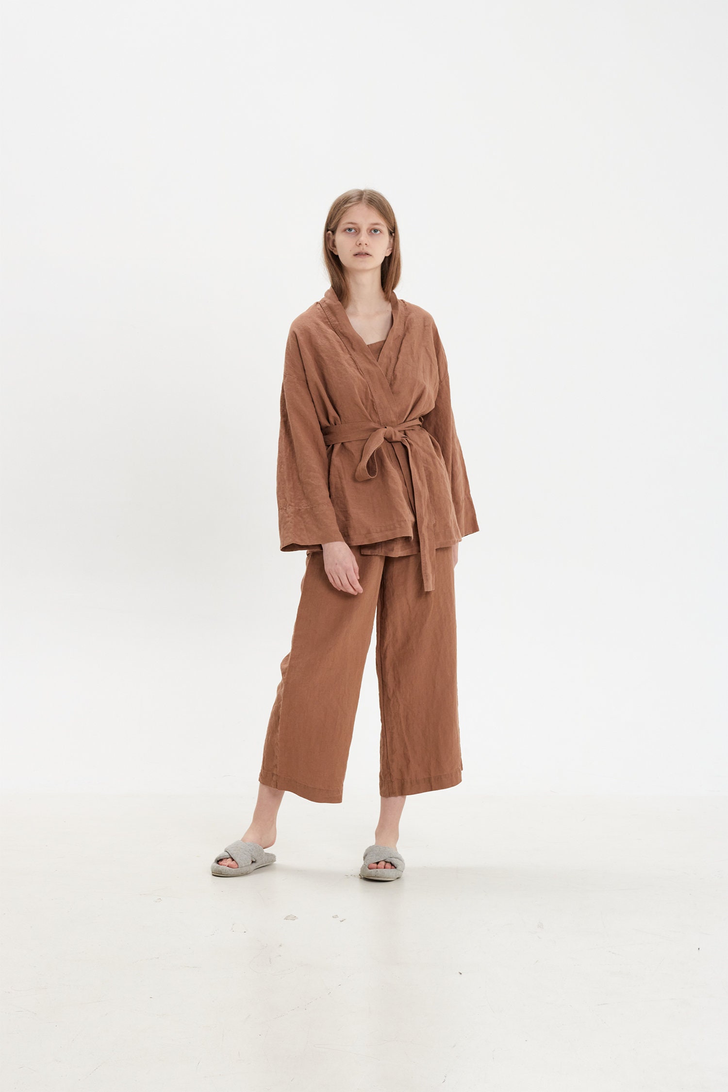 Linen Pyjama Set women includes linen pants, linen culottes, linen shorts, linen top or linen robe. The perfect linen gift for women