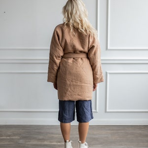 Linen fall coat linen coat with pockets linen coat with belt spring coat for women linen loose coat coat oversize image 6