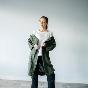 LINEN SUMMER JACKET in Green Oversized Jacket for Women Long - Etsy