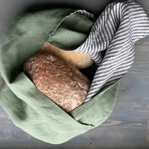 Linen Lunch Bag, linen japanese bag, natural bread bag, linen bento bag has base 8, 10 or 12 in 31 colors image 1