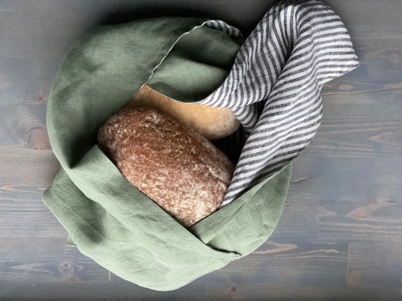Linen Lunch Bag, Linen Japanese Bag, Natural Bread Bag, Linen