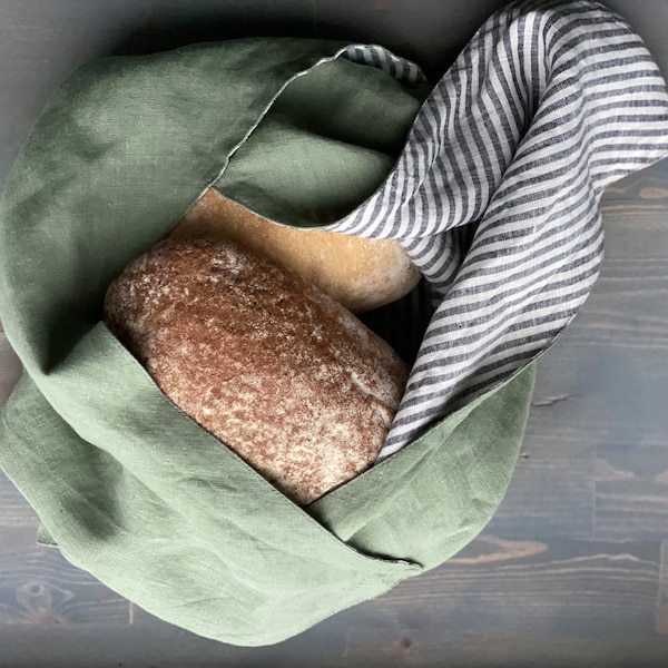 Linen Lunch Bag, linen japanese bag, natural bread bag, linen bento bag has base 8", 10" or 12" in 31 colors