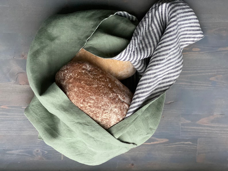 Linen Lunch Bag, linen japanese bag, natural bread bag, linen bento bag has base 8, 10 or 12 in 31 colors image 1