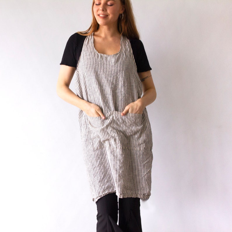 PINAFORE APRON, linen pinafore apron, linen pinafore, linen pinafore dress, womens pinafore, girls pinafore dress, pure linen Len.Ok image 1