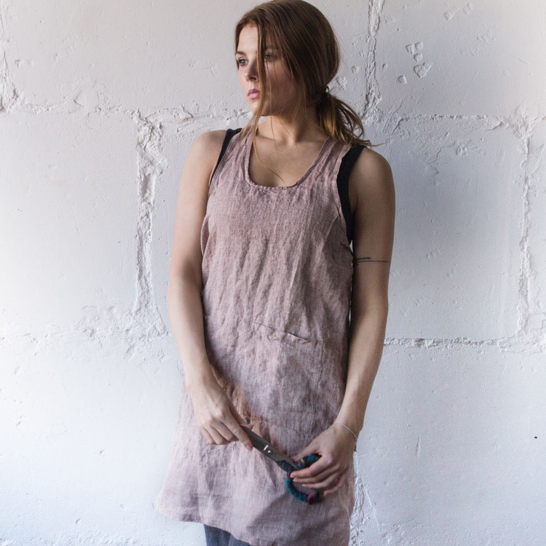 LINEN APRON PINAFORE Washed Linen Apron for Cooking Gardening Etsy