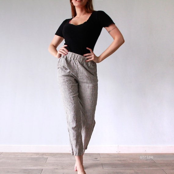 Women linen pants Linen wide leg pants Casual pants Pure linen trouser –  OversizeDress
