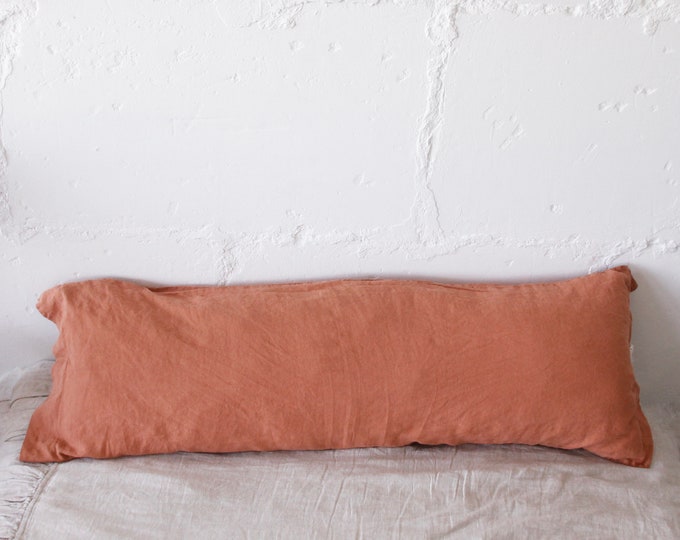 Long Body Pillow Washed Linen Bedding Body Pillow Farmhouse Etsy