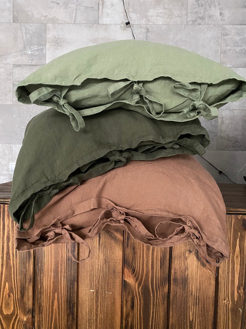 100% LINEN Pillow Cover with ties- lumbar 14x36- mustard