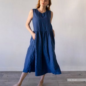 Leinenkleider für Frauen, Leinenkleider, Maxikleid aus Leinen, Leinenkleid in Übergröße, schwarzes Leinenkleid, Kleid aus Bio-