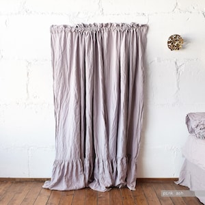 Custom Linen Curtain Panel with Rod Pocket & Ruffle Header image 6