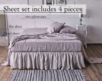antique bed set , 100% linen SHEET SET SLIP ,  linen sheet set , linen bedding antique twin bed , antique style linen sheets , shabby chic