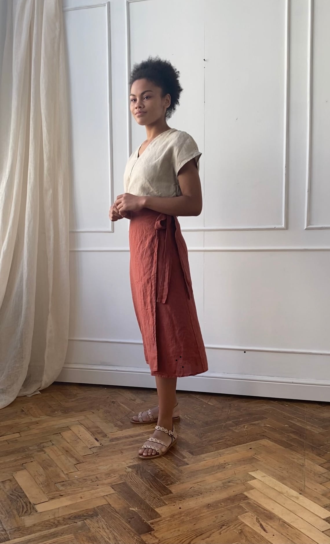 Rita Side Tie Linen Skirt main image 0