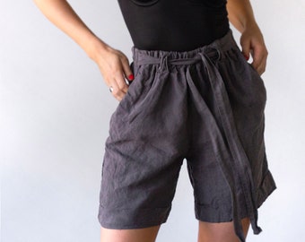 HIGH WAISTED SHORTS, plus size shorts, organic toddler shorts, pajama shorts, womens organic shorts, 100% linen shorts, womens shorts