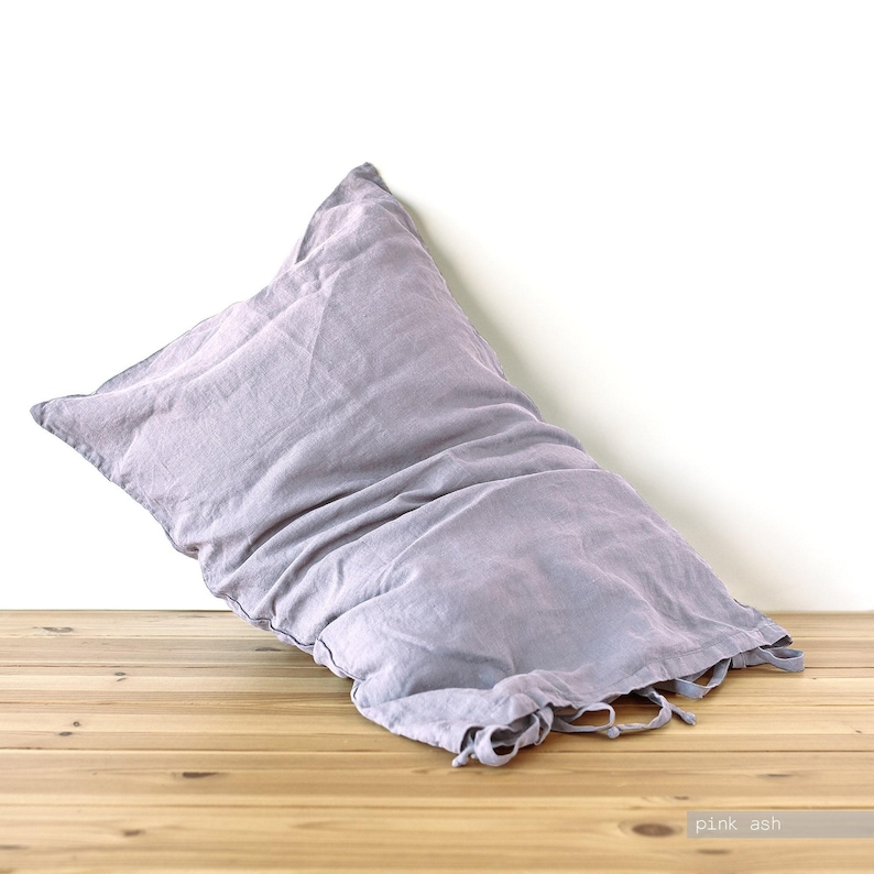 Linen Pillowcase with Ties: Stonewashed Organic Linen, Envelope Closure image 8