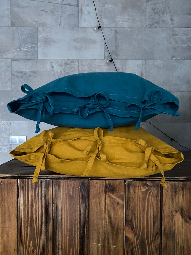 Natural Linen PILLOWCASE WITH TIES Prewashed Linen Pillow Etsy