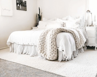 Washed Linen Bed Skirt: Ruffled Dust Ruffle, Custom Sizes