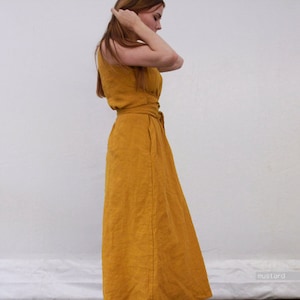 SLEEVELESS DRESS 100% linen with a wide belt, linen summer dress, natural linen dress, casual dress image 9