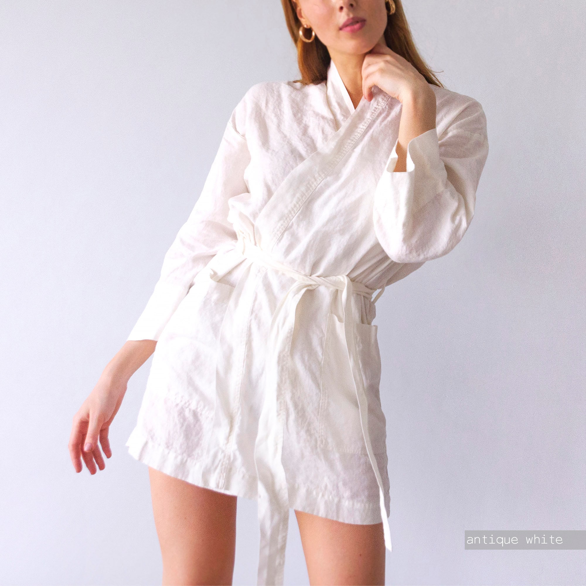 LINEN ROBES Short Robe Above the Knee ...