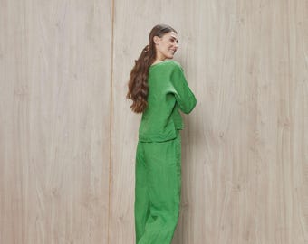 LINEN SET WOMEN includs linen blouse and shorts or palazzo pants