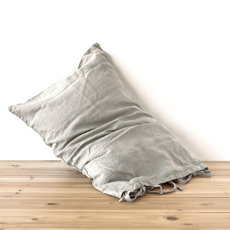 Linen Pillowcase with Ties: Stonewashed Organic Linen, Envelope Closure image 7