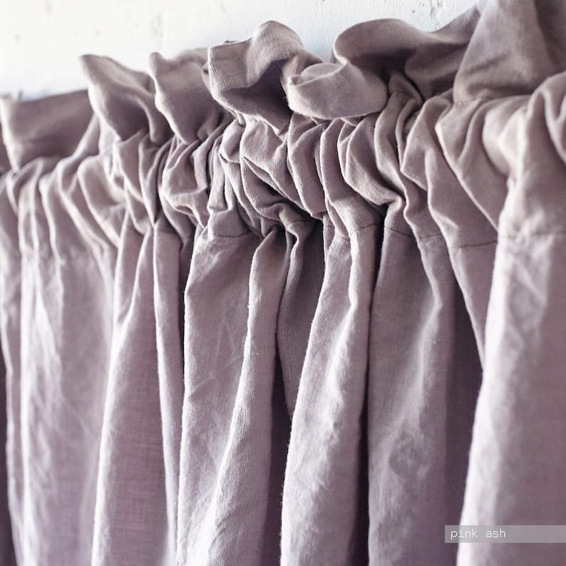 Custom Linen Curtain Panel with Rod Pocket & Ruffle Header image 8