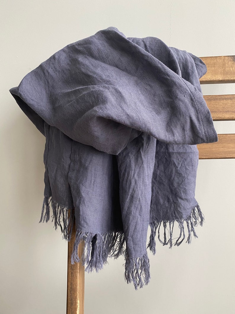 Linen Scarf Women, mens scarf, linen wrap, linen gift, softened linen scarf with fringe and finished hem in 31 colors. image 9