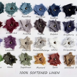 a collection of various colored and textured fabrics, including teal, aqua, blue, steel blue, sea blue, night blue, black, red plum, wild orchid, pink ash, truffle, dolphin, grayberry, charcoal/gray, lavender, flax/gray, natural/melange, white, striped gray, stripped/black, grass/green, khaki, sage/green, mustard, spice, and wet/sand striped/brown.